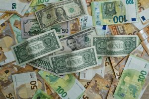 Pile of monetary bills in different currencies