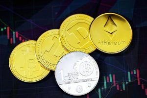 An image of coins representing Bitcoin and Ethereum.