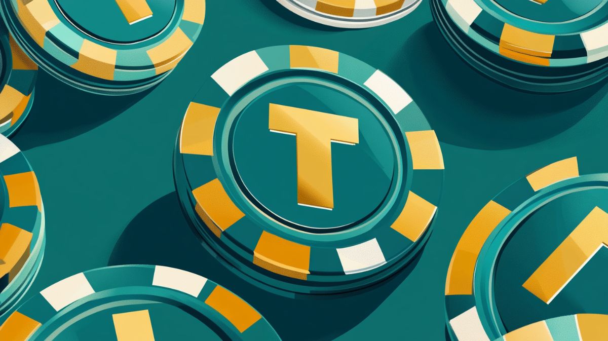 Tether logo on a casino chip